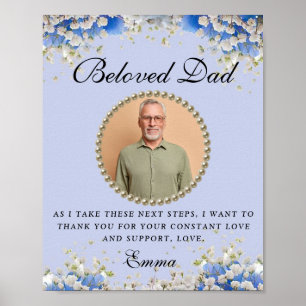 Póster Floral azul padre de la novia gracias regalo