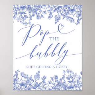 Póster Floral azul pop La burbuja que está recibiendo un