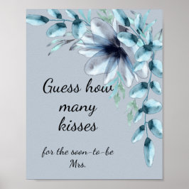 Póster Floral azul turbio cuántos besos duchan de novia