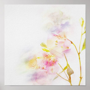 Póster floral background with watercolor flowers