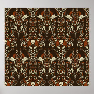 Póster Floral barroca: tapiz clásico de época