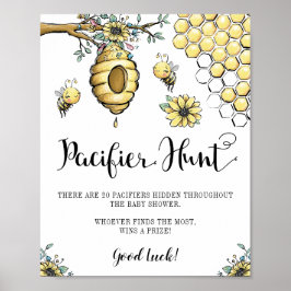 Póster Floral Beehive Honey Sweet Bee Pacifier Hunt