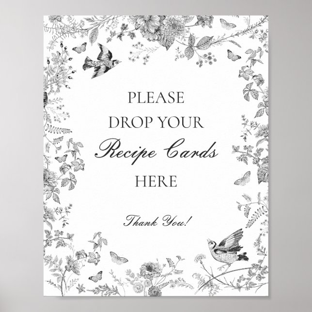 Póster Floral Black Toile De Jouy Comparte una receta de  (Frente)