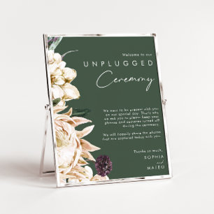 Póster Floral blanca   Ceremonia verde oscuro desconectad