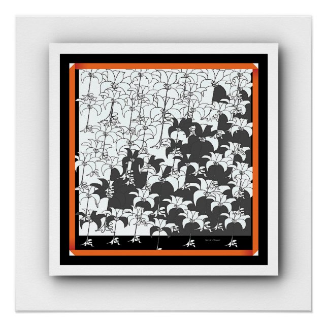 Póster Floral Blanca Negra Flor (Anverso)