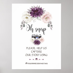 Póster Floral blanca rosada de lavanda Oh Rótulo de Insta