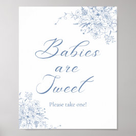 Póster Floral Blue Baby Shower Favor