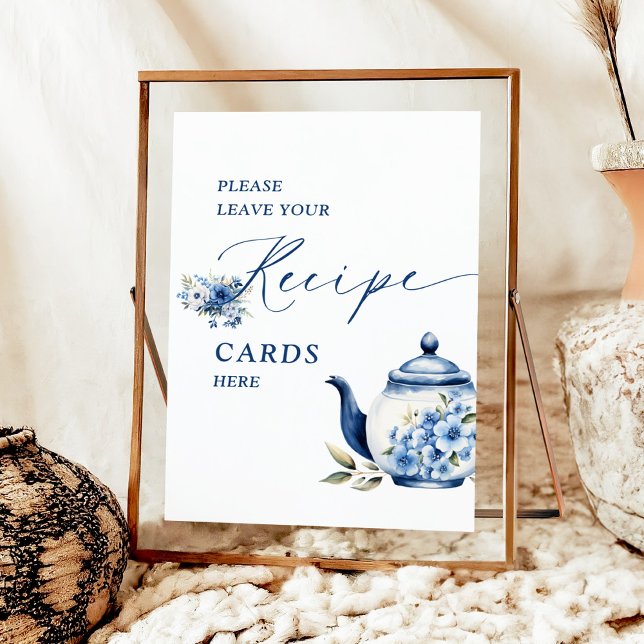 Póster Floral Blue Tea Fiesta Bridal Ducha Receta de Duch (Subido por el creador)