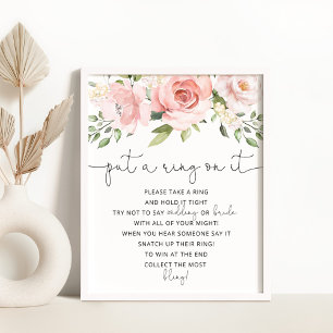 Póster Floral blush puso un anillo en el juego poster