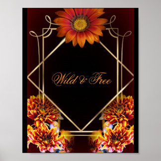 Póster Floral Boho Salvaje y Libre