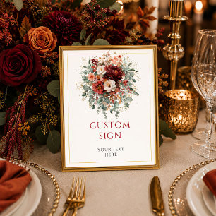 Póster Floral Borgoña Dorado Eucalipto Otoño tabla person