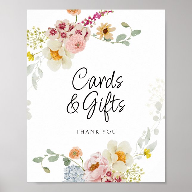 Póster Floral Bouquet Bridal Ducha Tarjetas y Regalos (Frente)