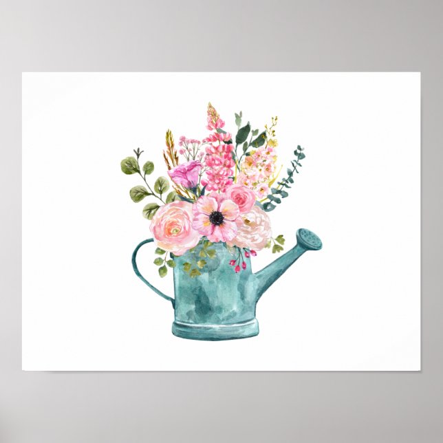 Póster Floral Bouquet en una lata de agua (Frente)