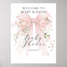 Póster Floral Bow Elegant Flower Girl Baby Shower