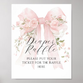 Póster Floral Bow Elegant Flower Girl Baby Shower Diaper