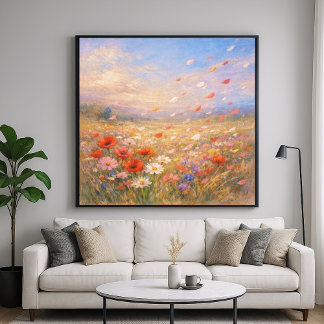Póster Floral Breeze - Pastel Painting Style Art