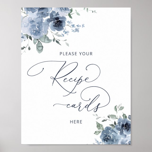 Póster Floral Bridal Shower Deja la receta aquí (Frente)