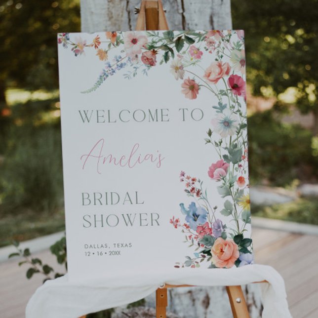 Póster Floral Bridal Shower Welcome Sign Wildflower (Subido por el creador)