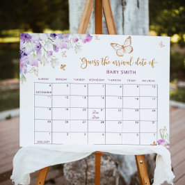 Póster Floral butterfly Guess the due Date calendar