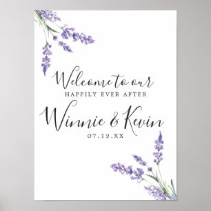 Póster Floral campestre, Boda Lavender