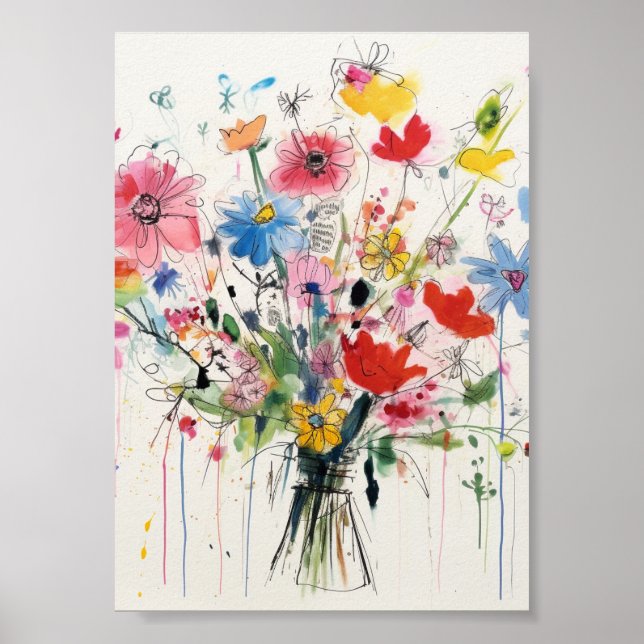Póster Floral caprichoso, florido (Frente)