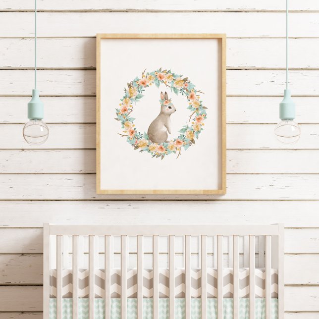 Póster Floral Conejo de Conejo Watercolor Woodland Nurser (Subido por el creador)