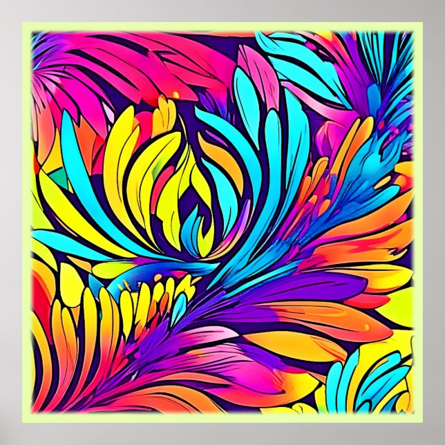 Póster Floral de abstracto vibrante (Frente)