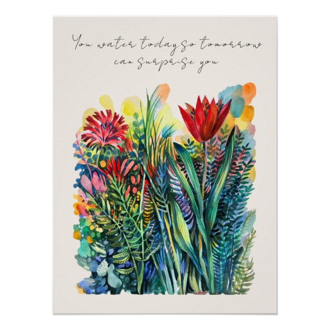 Póster floral de acuarela con cita (Anverso)