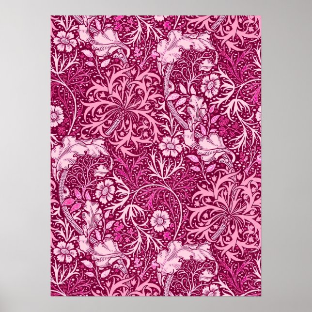 Póster Floral de algas marinas de estilo Art Nouveau, ros (Frente)