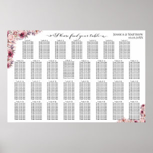 Póster Floral De Boho Rosa Polvoriento 31 Mesas Asientos 