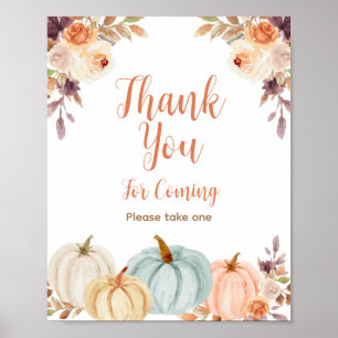 Póster Floral de calabaza rusa Gracias por venir Poster