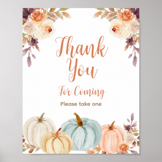 Póster Floral de calabaza rusa Gracias por venir Poster (Frente)