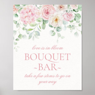 Póster Floral de color rosa Hydrangea Bridal Bouquet Bar