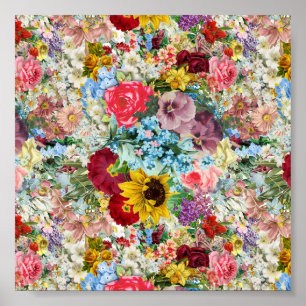 Póster Floral de color vintage