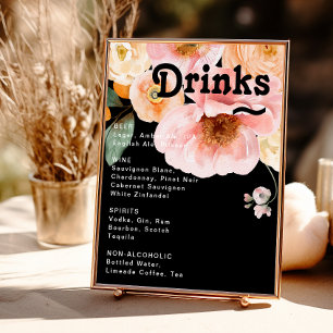 Póster Floral de colores audaces Menú de bebidas de Bod