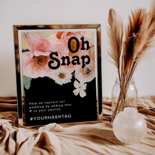 Póster Floral de colores audaces   Rótulo Black Oh Snap H