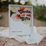 Póster Floral de colores audaces | Rótulo de tarjetas y r<br><div class="desc">Esta floral audaz y colorida | las cartas y los regalos van a ir maravillosamente con tu boda botánico moderno y brillante. Las grandes acuarelas de color rosa rosa oscuro, naranja quemado, flores de rosa polvorientas y las vistas a los melocotones o a los albaricoques de la vegetación le dan...</div>