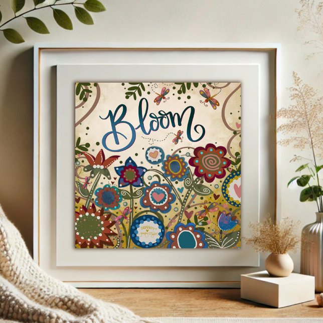 Póster Floral de libélula que inspira inespiritividad (Subido por el creador)