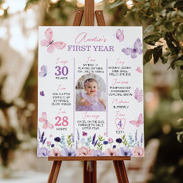 Póster Floral de mariposa Poster de primer año fotográfic