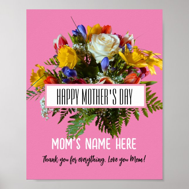 PÓSTER FLORAL DE MODA FELIZ DÍA DE LA MADRE   (Frente)