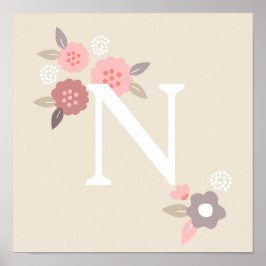 Póster floral de monograma