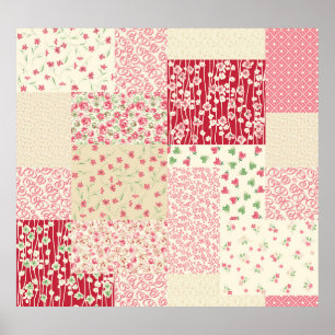 Póster Floral de mosaico: Ornamentos dibujados a mano.