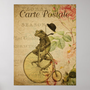 Póster Floral de moto de vintage de postales de carrana d