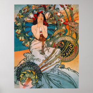 Póster Floral de Mujer Art Nouveau Vintage de Much