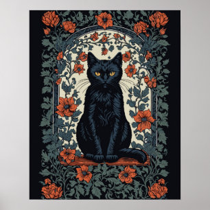 Póster Floral de nata negra sentada