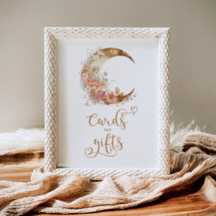 Póster Floral de oro sobre la luna Tarjetas y regalos