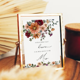 Póster Floral de otoño cuántos besos de juego de ducha de