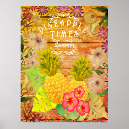 Póster floral de piña y pino