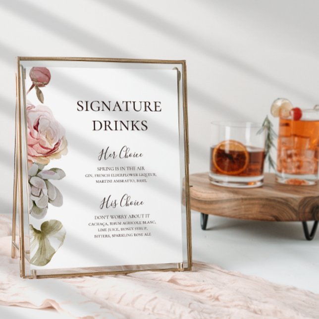 Póster Floral de Rubor Moderno | Firma de Bebidas (Subido por el creador)