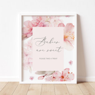 Póster floral de Sakura rosado bebes son dulces